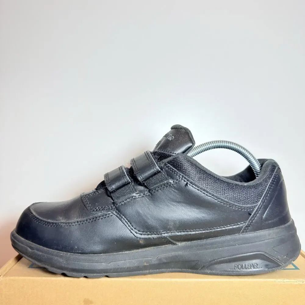 New Balance 813 Mens Size 9 Black Leather Walking Dad Shoes Hook Loop Sneakers